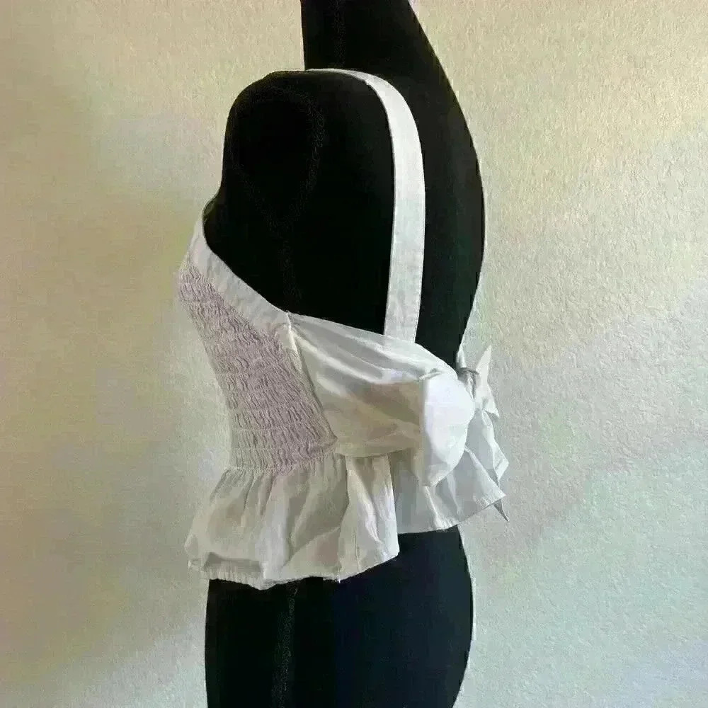 Free People Free-est Fez Ruched back tie bow Tank Top Camisole Women size XS - Picture 4 of 12